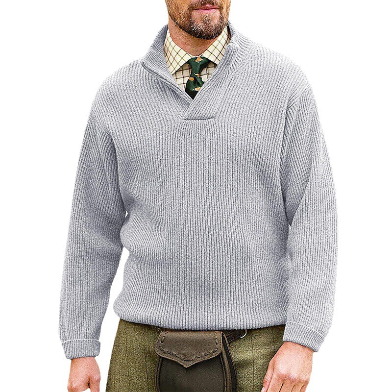 Herren Strickpullover Modern Stehkragen Rippstruktur