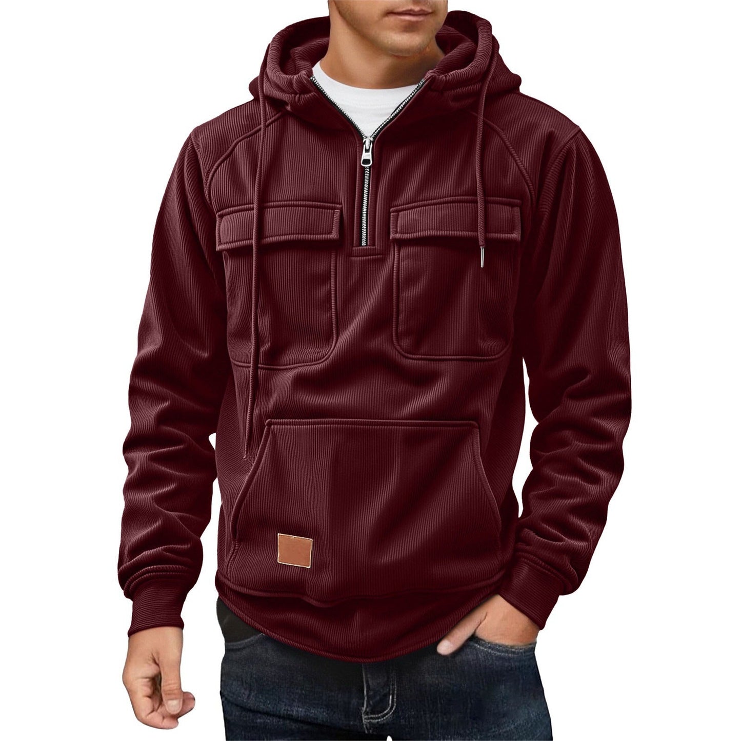 Herren Fleece Hoodie Warm mit Taschen Modern