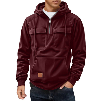 Herren Fleece Hoodie Warm mit Taschen Modern
