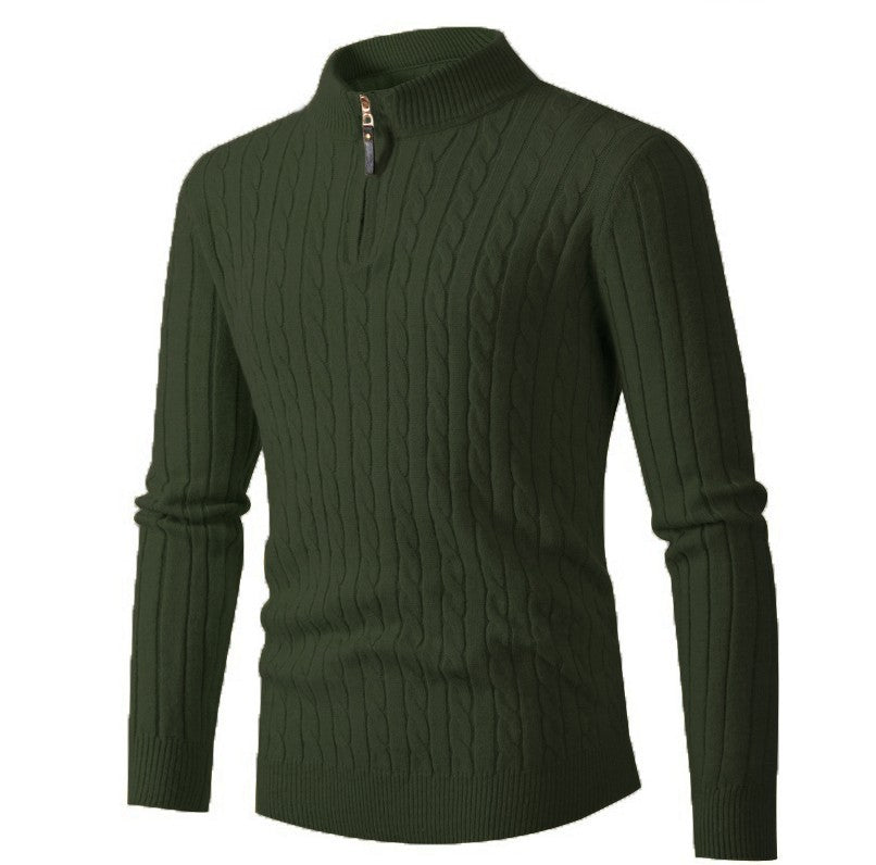 Herren Rollkragenpullover Strukturiert Zopfmuster Elegante Mode