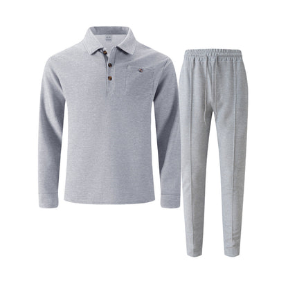 Herren Freizeitanzug Modern Strukturdesign Knopfleiste Casual