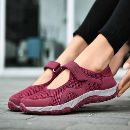 Damen Sport-Sneaker Atmungsaktiv mit Klettverschluss Komfort Schnürsenkel