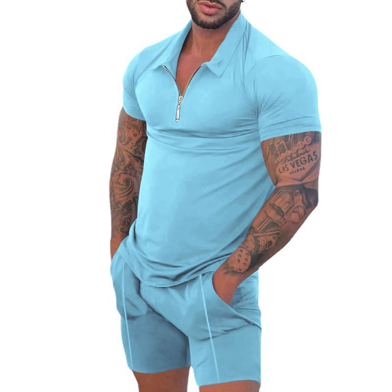 Herren Sportset Kurzarm mit Reißverschluss Sportlich