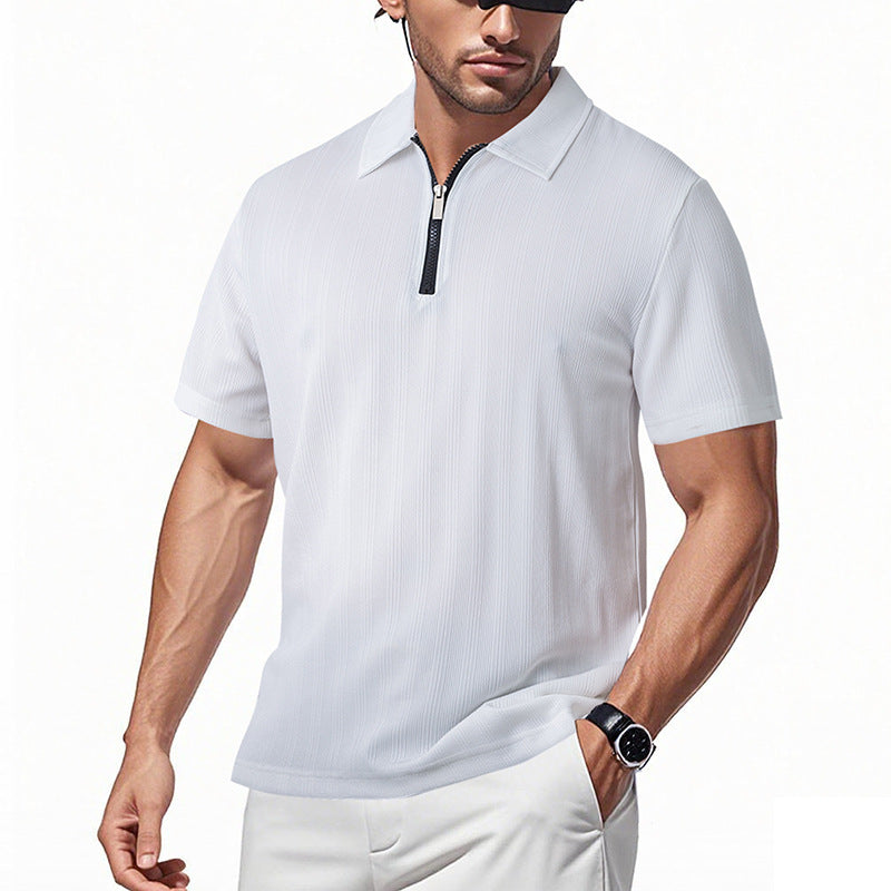 Herren Polohemd Modern mit Reißverschluss Slim Fit