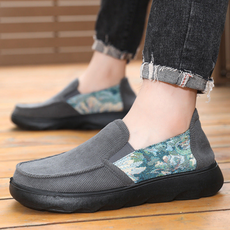 Damen Schuhe Bequem Slip-On mit Blumenmuster