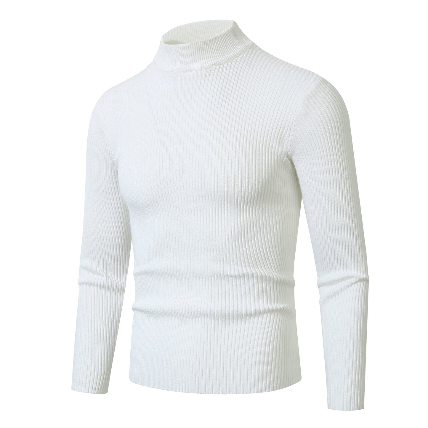 Eleganter Herren Rollkragenpullover Feinripp Strick