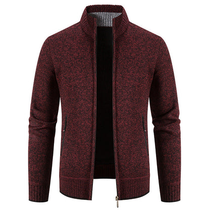 Herren Strickjacke Warm mit Reißverschlusstaschen und Hochkragen - BerlinGlamour