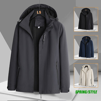 Herren Outdoorjacke Wasserdicht Verstellbare Kapuze Sportlich