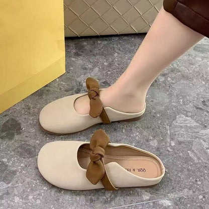 Damen Ballerinas Weiches Leder Schleifen Detail