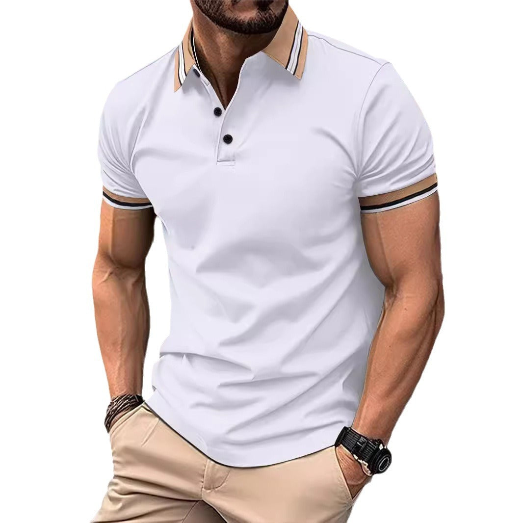 Herren Poloshirt Kurzarm Modern Kontrastfarben