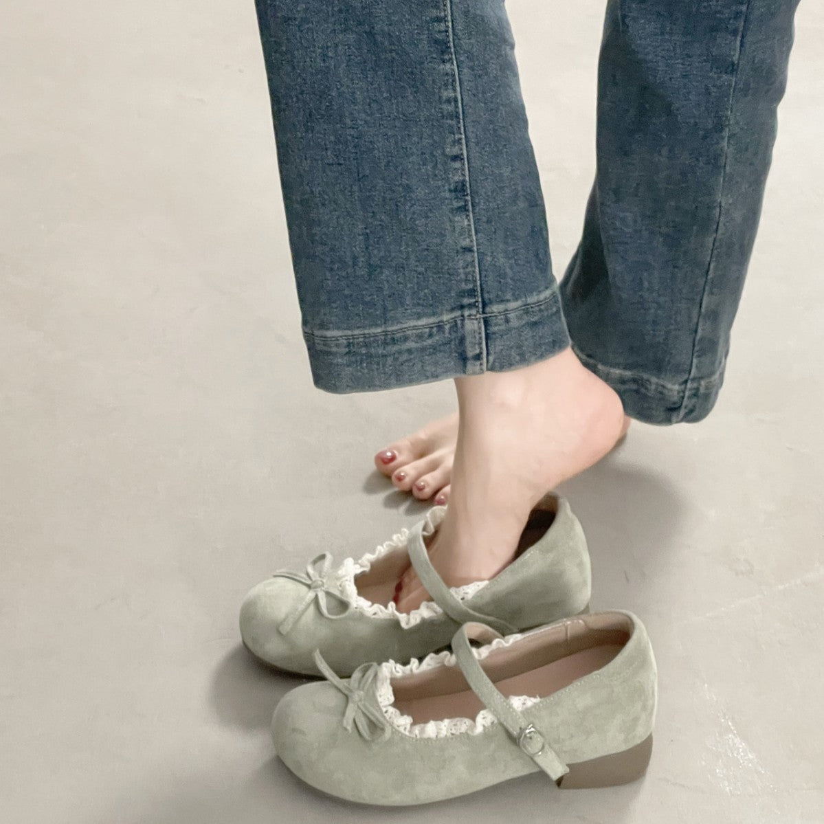 Damen Ballerinas Elegante Rüschen Sneaker Schuhe Bequem