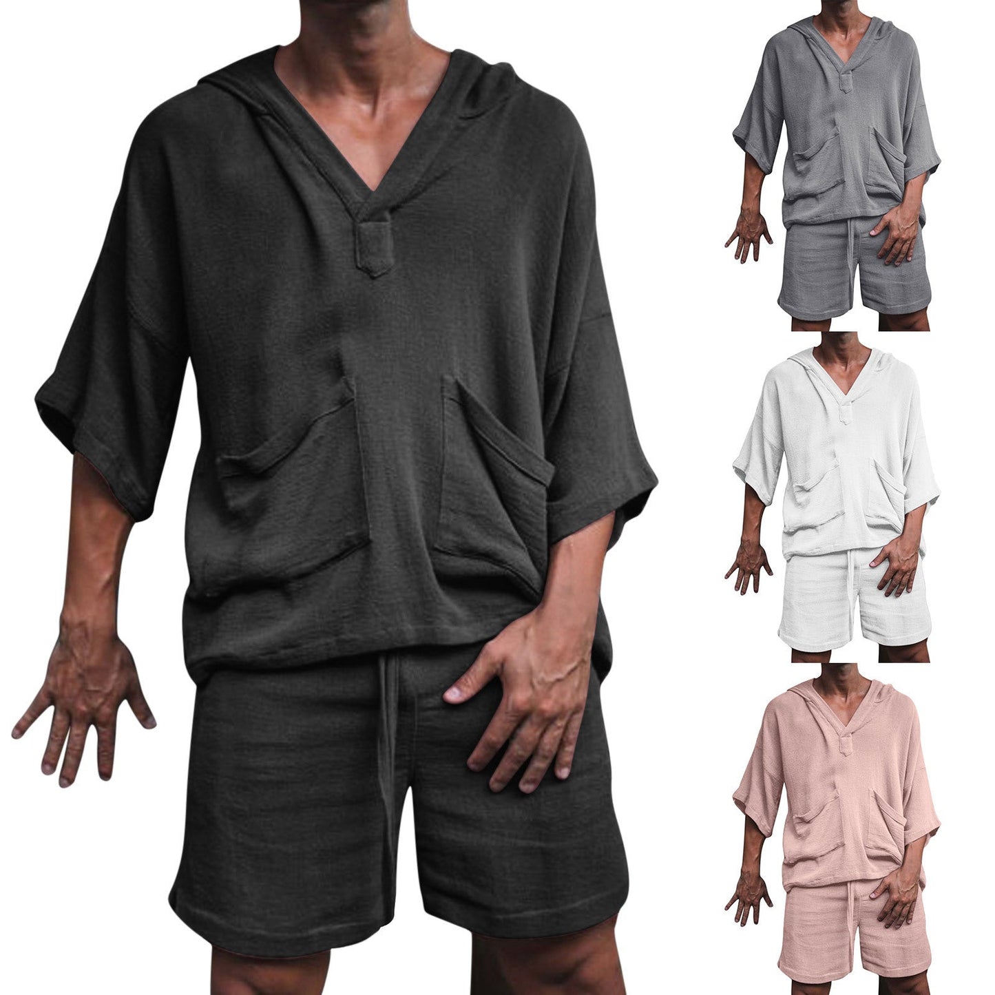 Herren Pullover Kapuzenpullover Locker mit Seitentaschen Lässig - BerlinGlamour
