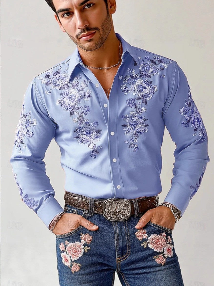 Herren Hemd mit Blumenmuster Elegant Modern