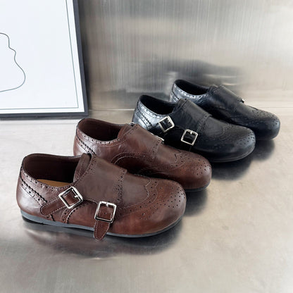 Damen Mokassins Elegante Broguemuster Schnalle Schuhe