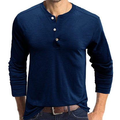 Herren Henley-Shirt Langarm Knopfleiste Modern