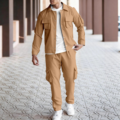 Herren Jogginganzug Cargo-Jacke Hose Set Sportlich Modern