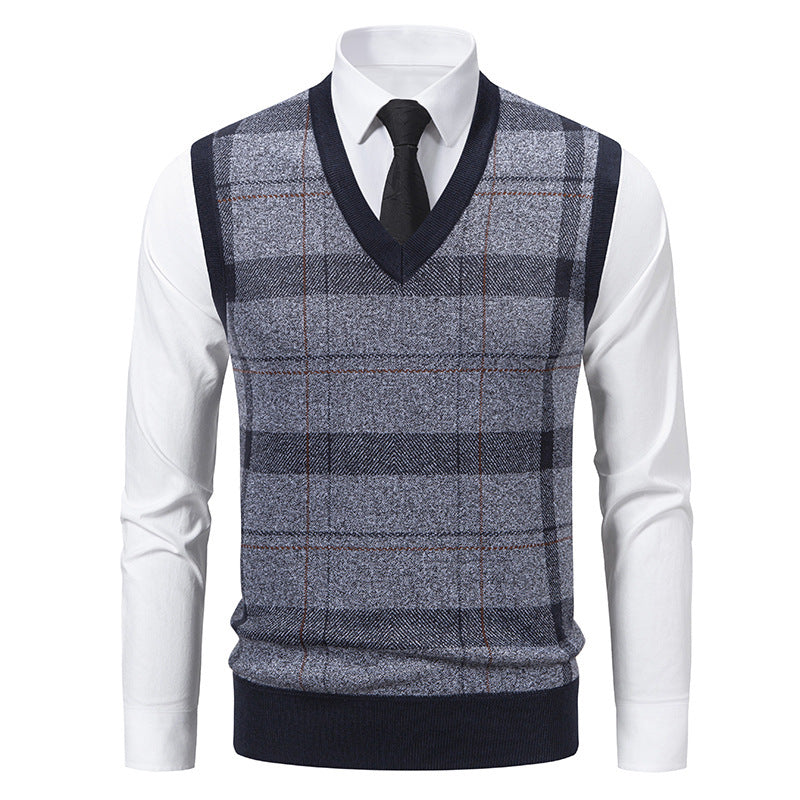 Herren Strickweste Karomuster Modern Trendy