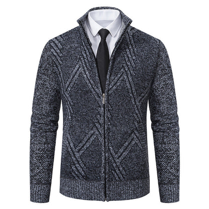 Herren Strickjacke Modern mit Reißverschluss und Struktur - BerlinGlamour