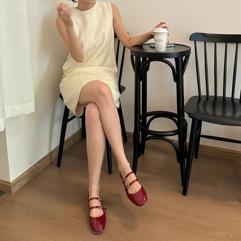 Damen Ballerinas Elegant mit Riemen und Strasssteinen