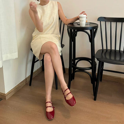 Damen Ballerinas Elegant mit Riemen und Strasssteinen