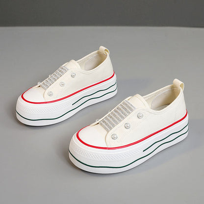 Damen Plateau Sneaker Glitzer Elastisch Modisch