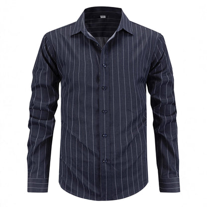 Herren Langarmhemd Feinestreifen Modern Elegant - BerlinGlamour