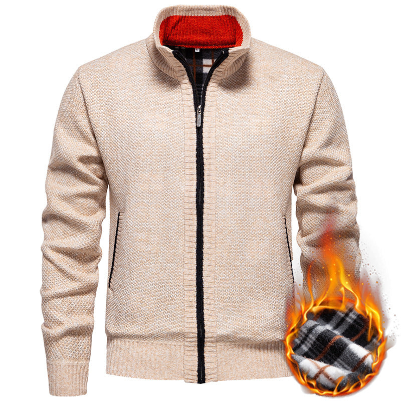Herren Strickjacke Modern mit hohem Kragen und Taschen - BerlinGlamour
