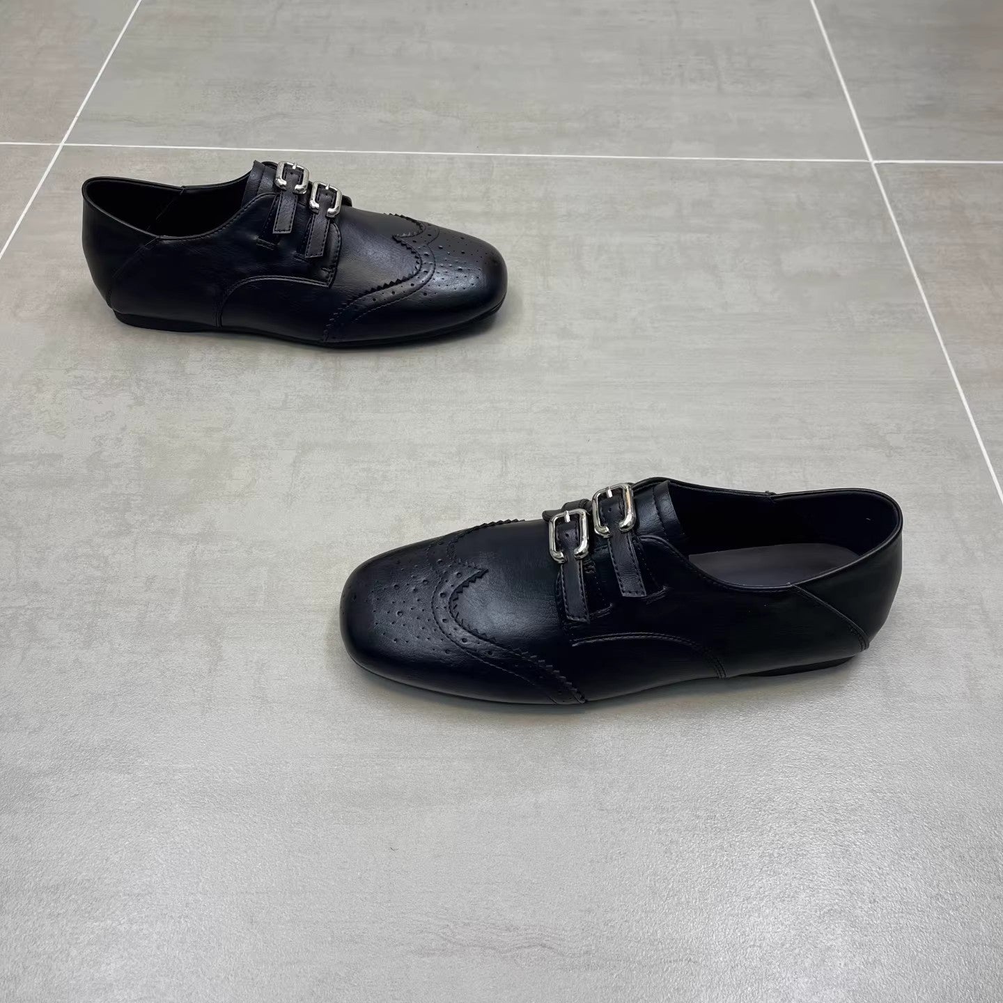 Damen Schuhe Lackleder Elegant Schnalle Schwarz