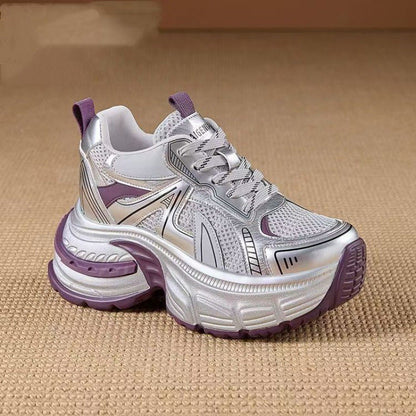 Damen Sneaker Sportlich Chunky atmungsaktiv Schwarz