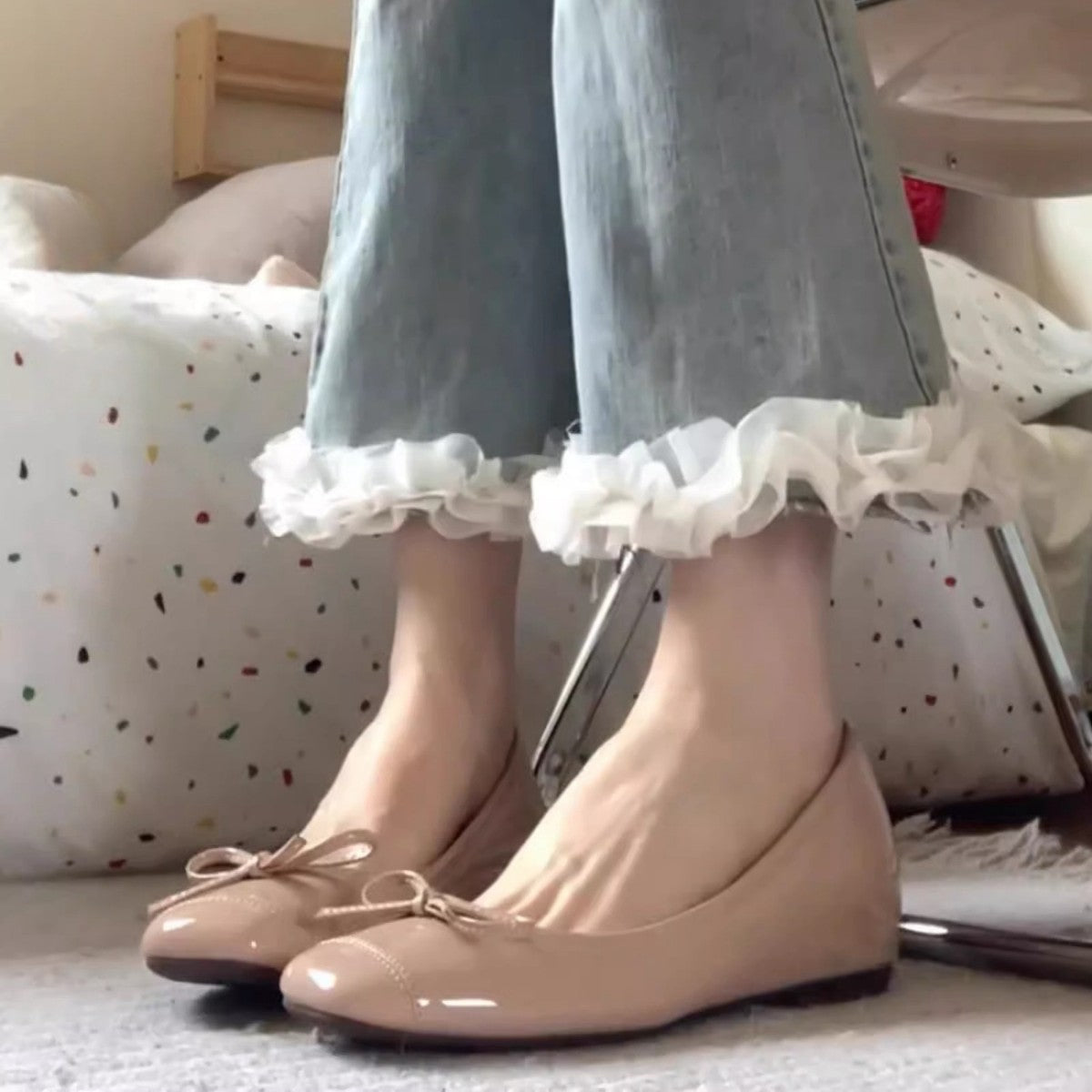 Damen Ballerinas Schleifen-Design Frauen Schuhe Elegant - BerlinGlamour