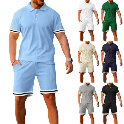 Herren Sportset Poloshirt Shorts Komplett Sportlich