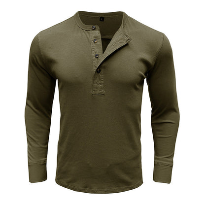 Herren Langarmshirt Knopfvorderteil Modern Strukturiert