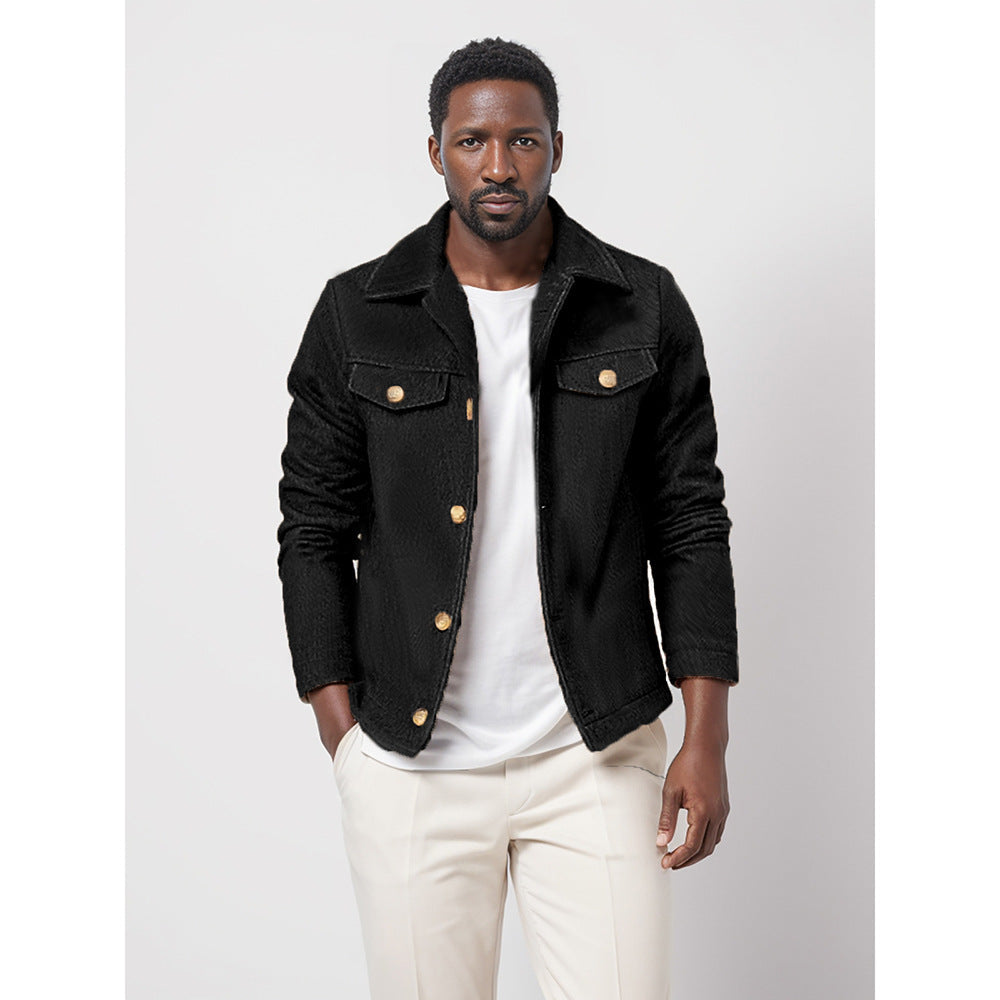 Moderne Herren Denimjacke mit Knöpfen und Taschen