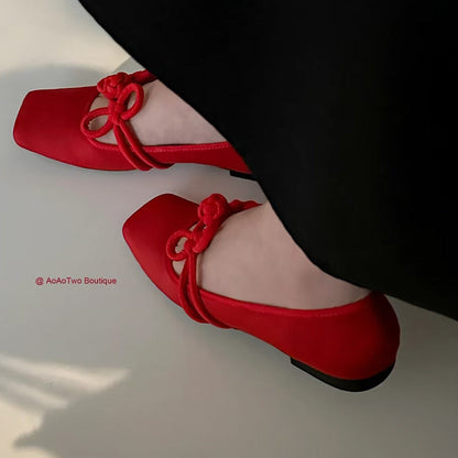 Damen Ballerinas Elegante Schleifen Detail Komfort