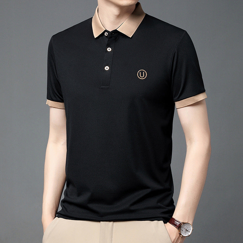 Herren Polohemd Moderner Kontrastkragen Slim Fit