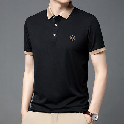 Herren Polohemd Moderner Kontrastkragen Slim Fit