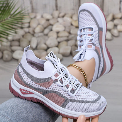 Damen Laufschuhe Atmungsaktiv Mesh Leicht mit elastischer Schnürung