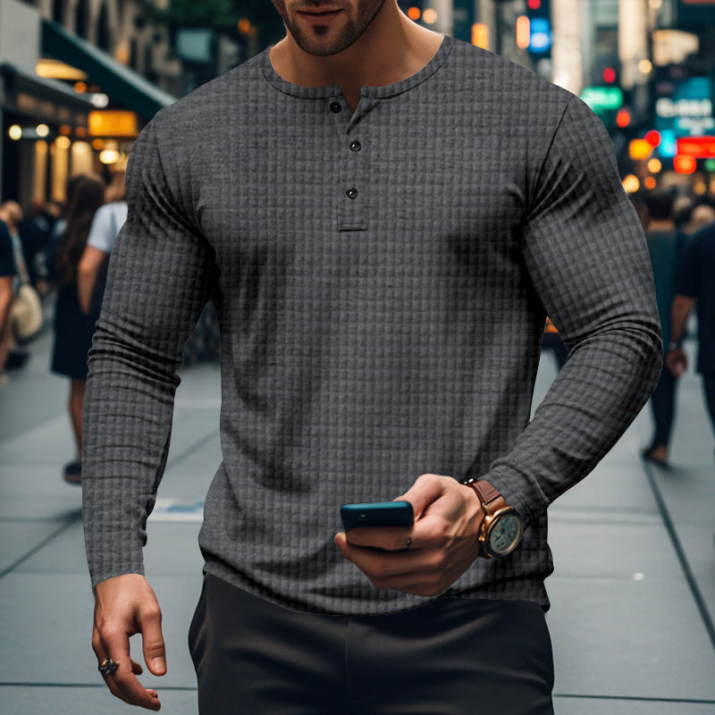 Herren Hemd Langarm Elegantes Design Knopfleiste Modern