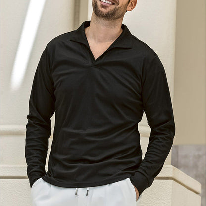 Herren Poloshirt Langarm Modern Kragen Berlin Style