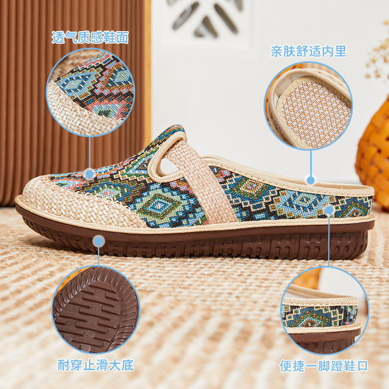 Damen Pantoletten Bequem mit Muster Warm
