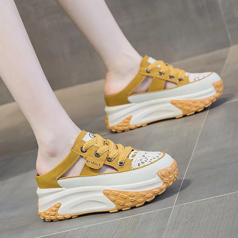 Damen Sneaker Offene Ferse Rutschfest Schuhe Sportlich