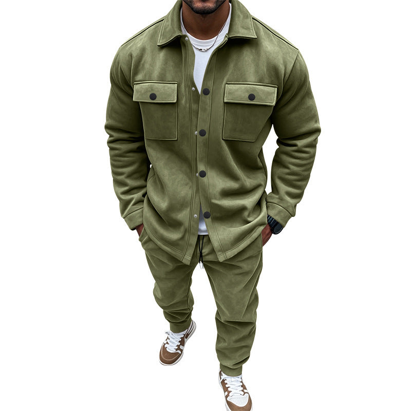 Herren Hemd-Hose-Set Weich Komfortabel Mit Taschen