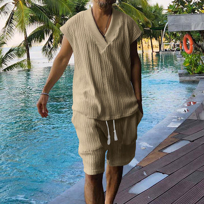 Herren Freizeitoutfit Modern V-Ausschnitt Elastisch Bequem