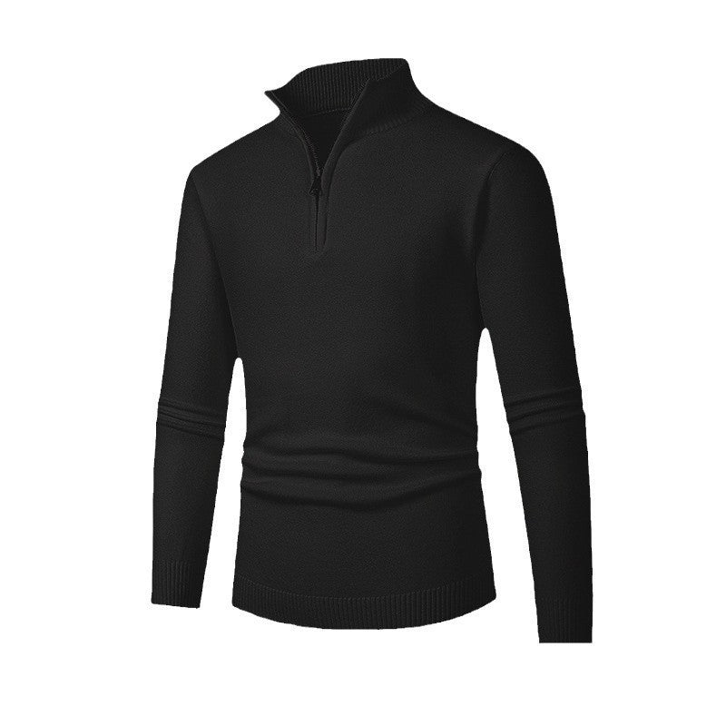 Herren Strickpullover Hochkragen Halbzipper Modern