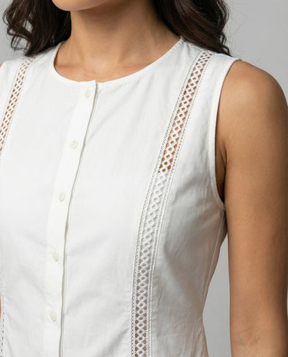Ärmelloses Weisses Sommerkleid Cutouts