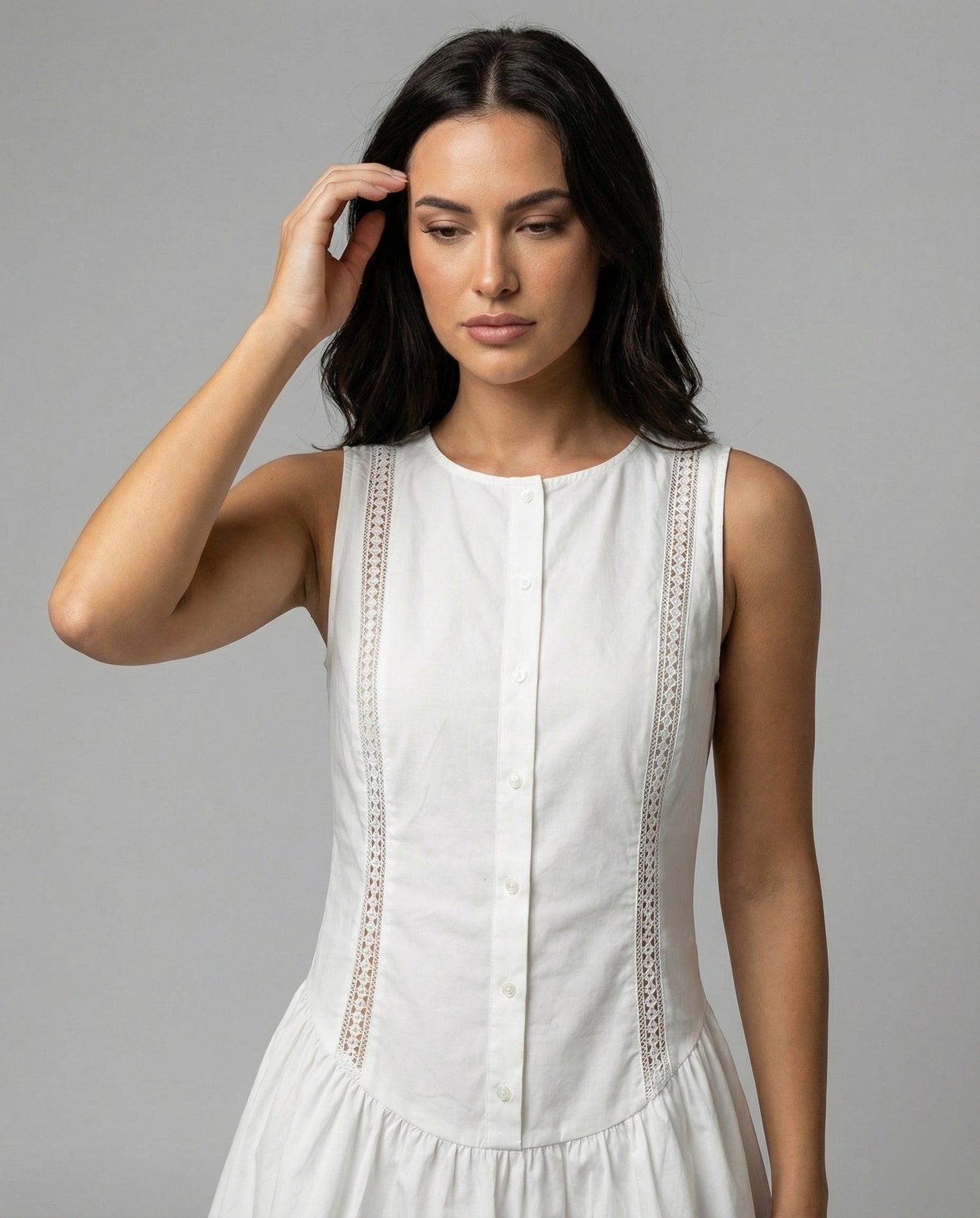 Ärmelloses Weisses Sommerkleid Cutouts