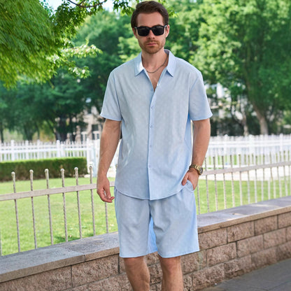 Herren Kurzarmhemd Shorts Set Sommer Trend