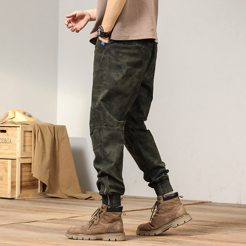 Herren Cargo-Hose Camouflage Elastic mit Taschen