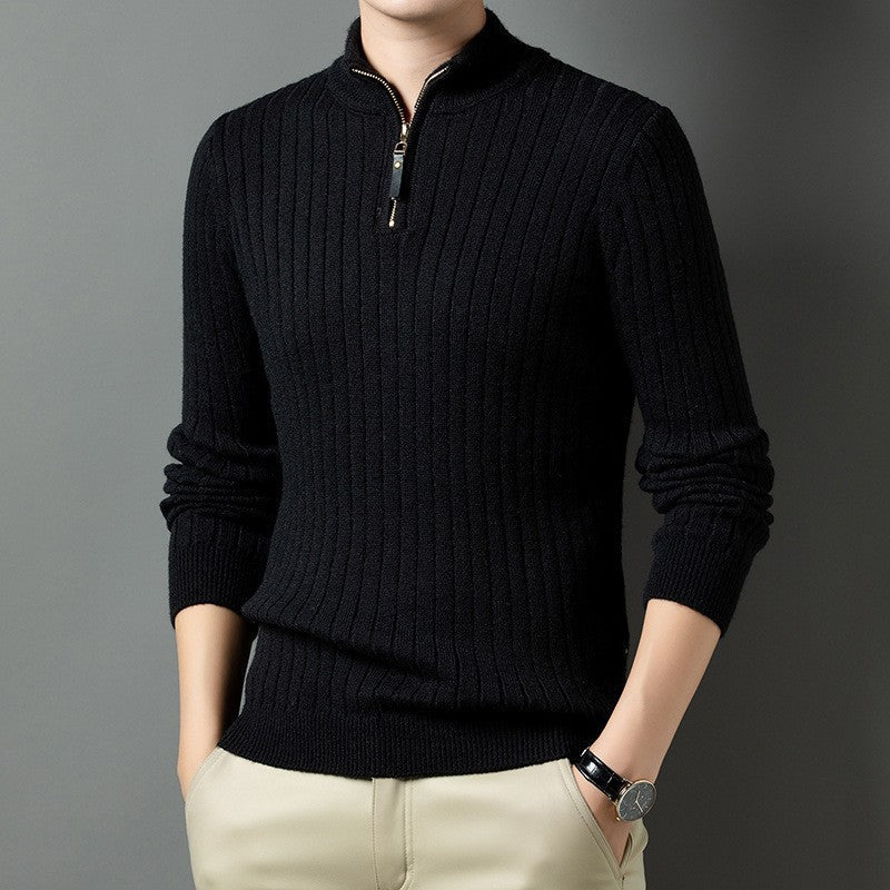 Herren Pullover Modern Stehkragen Rippmuster Trendy