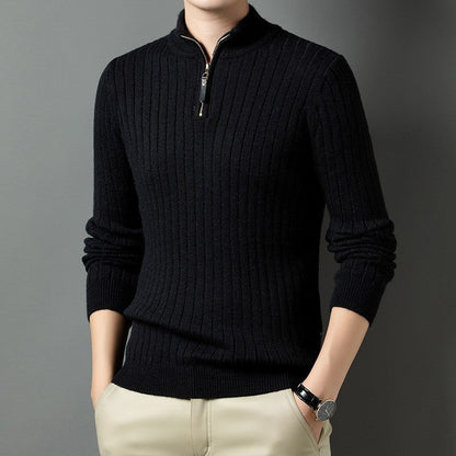 Herren Pullover Modern Stehkragen Rippmuster Trendy